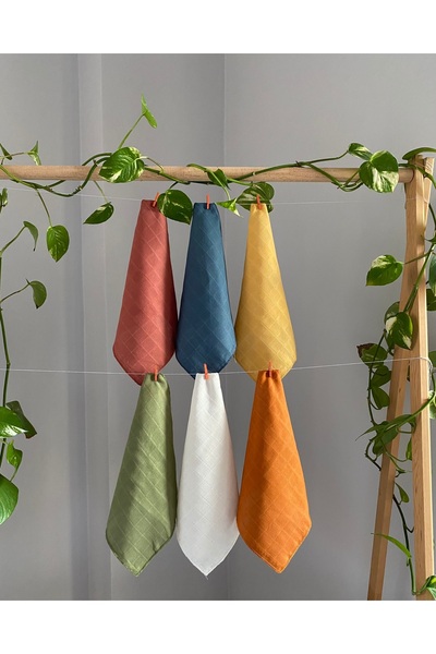 3Baby 6 Adet Ağız Mendili & Ter Bezi Organik Pamuklu Müslin Kumaş