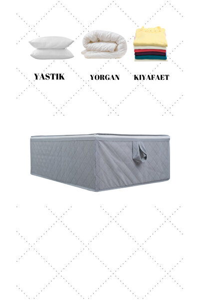 YELLOW STARY HOME DECOR Çekyat & Baza Tipi Yastık Yorgan Saklama Hurcu-Baza Altı Düzenleyici 65x45x22 cm