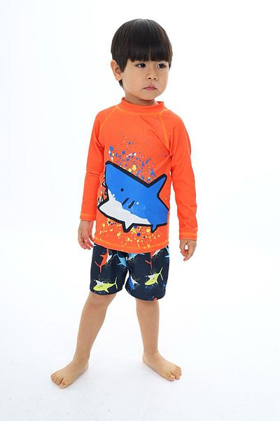 My Kids Wear Costum de baie cu model cu caracter de protecție solară și pantaloni scurți de mare