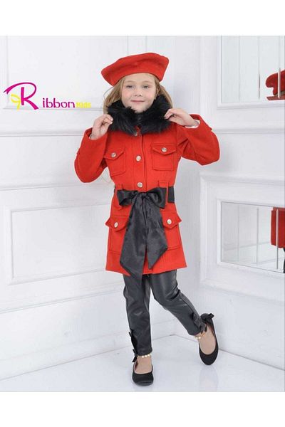 Ribbon kids Girl's Top and Bottom Set + Broadcloth Coat