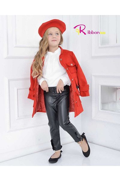 Ribbon kids Girl's Top and Bottom Set + Broadcloth Coat