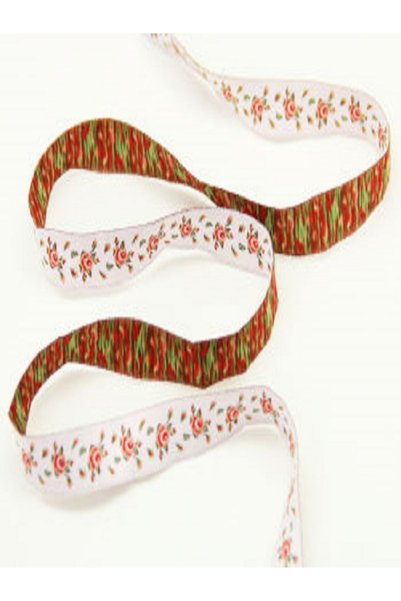 Kazanabil ROSE PATTERNED WOVEN JACQUARD STRIP RIBBON 1,5CMX10MT