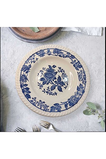 Dedemin Antikaları Vintage Seramik Çiçek Desenli 6'lı Yemek Tabağı