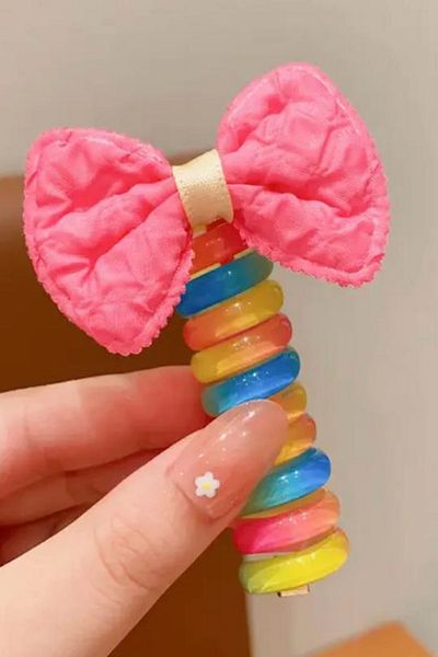 Jaida Moda Fetă Copil Spiral Pink Ribbon Colorful Bow Pasta Coada de cal Cataramă