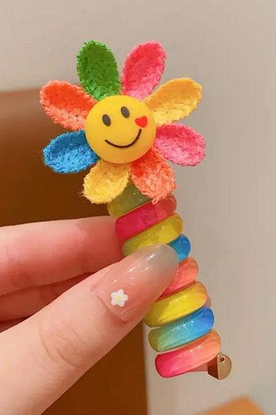Jaida Moda Fetă Copil Spiral Smiley Daisy Colorat Spring Pasta Coada de cal Cataramă