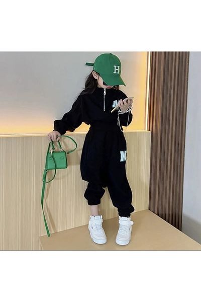 Machetta Stand Collar Half Zipper M Printed Full Winter Girl's Tracksuit