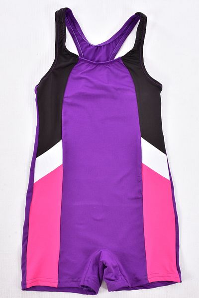 Pemilo Girl's 304-1 Lycra Swimsuit with Shorts Purple