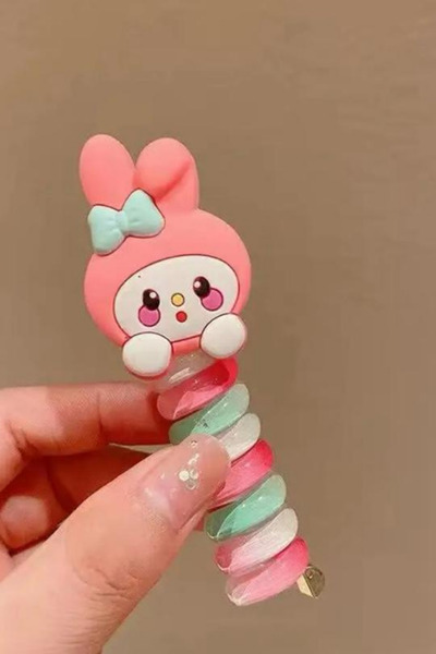 Jaida Moda Girl's Spiral Figured Colorful Spring Pasta Ponytail Buckle