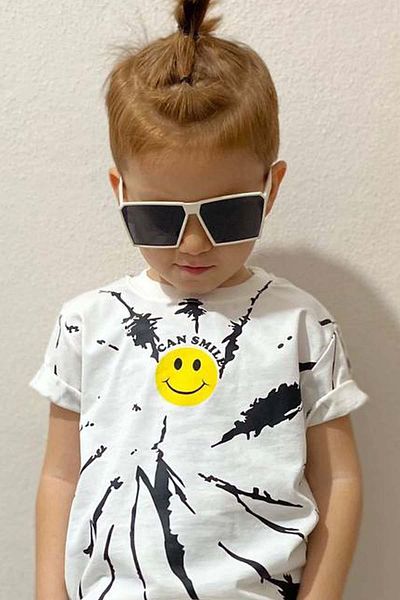Riccotarz Boy's Smile Emoji Printed Black Tracksuit Set