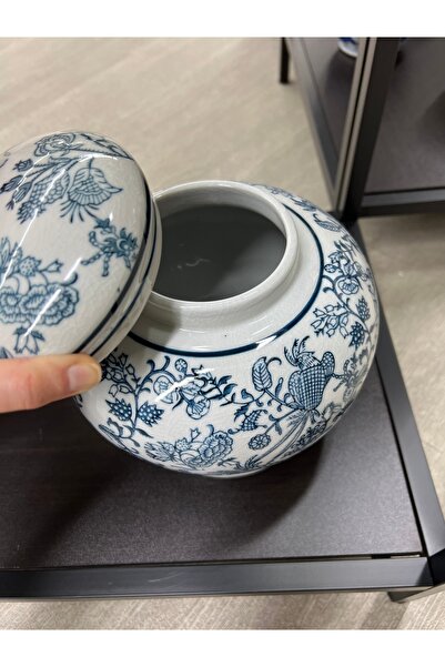 Aura Fleurs Kapaklı bleu blanc küp