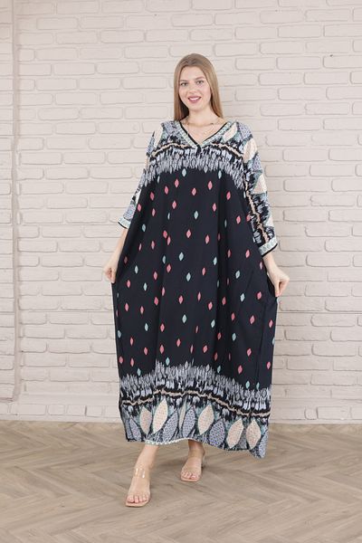 mervemoda Γυναικείο υφαντό φόρεμα Plus Size