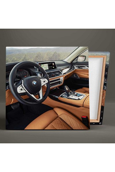 SML TABLO Дизайн на интериора на луксозен автомобил BMW 7 Series с квадратна картина на платно