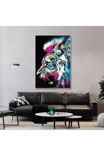 SML TABLO Roaring Lion Graffiti Street Art Street Art Vertical Canvas Art