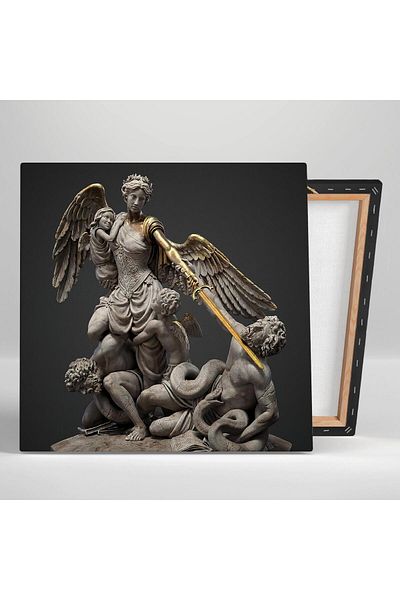 SML TABLO În mână Statuia îngerului din aur Kılınç Mikail Mitologia greacă Decor Pictură pătrată pe pânză