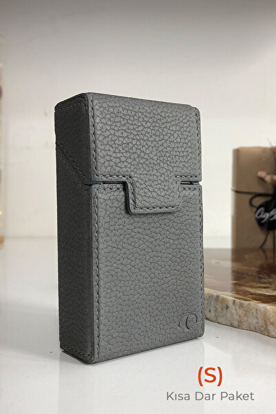 Tekin Deri Deri Sigara Kutusu - Kısa Dar Paket (S)- Touch Blue-Slender- Alumi...