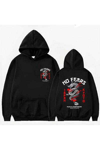 aynewmoda NO FEAR DRAGON PRINTED HOODED SWEAT