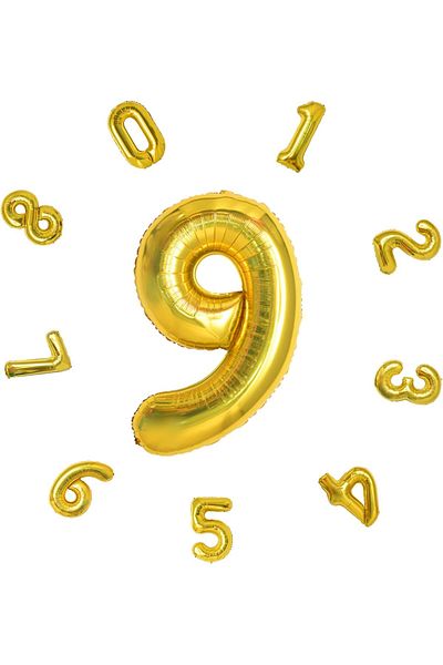 ledison 9 Years 100 cm (40 Inch) Foil Balloon - Gold Color, 9 Numbers