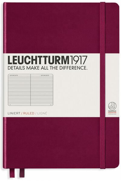 Leuchtturm1917 Blocnotes de dimensiune medie (A5), copertă rigidă, cu linii, ...