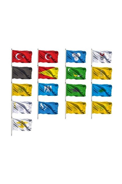 bayrakal Eski Türk Devlet Bayrakları 30x45 - Sopalı