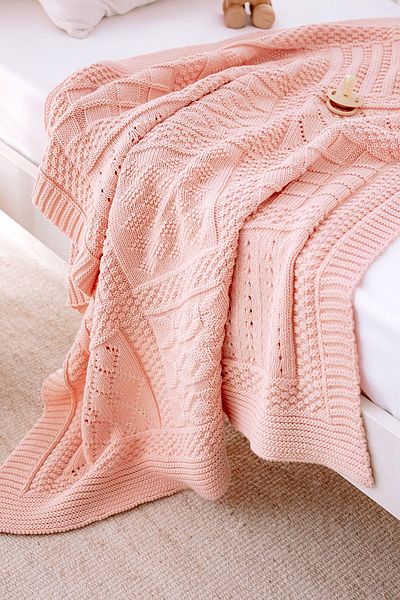 Lilabio 100% Cotton Knitwear Baby Blanket Powder 80x90 Cm