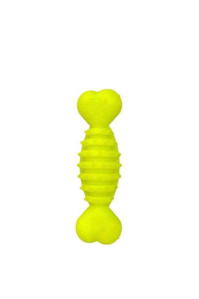 Glipet Plastic Barbell Barbed Bone Dog Toy 12cm Yellow