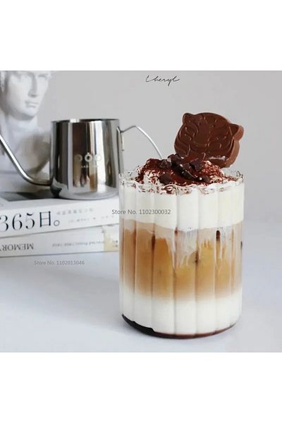 MİMOZA PARK 400 Ml Striped and Isiya Resistant Pinterest Glass - Presentation Glass 1 Piece