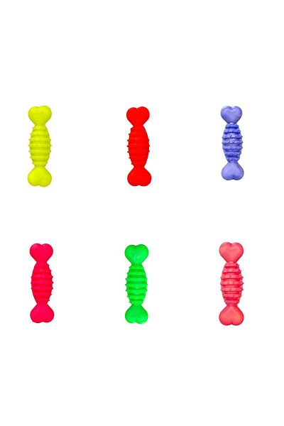 Glipet Plastic Barbell Barbed Bone Dog Toy 12cm Yellow