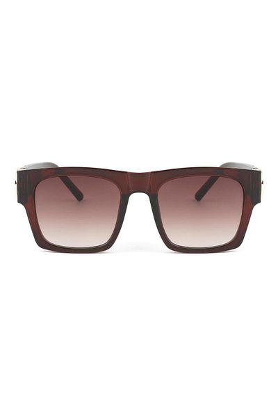 TomyHelf Square Design Ring Detailed Brown Frame Brown Glass Women's Sunglasses