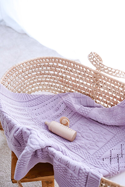 Lilabio 100% Cotton Knitwear Baby Blanket Lilac 80x90 Cm