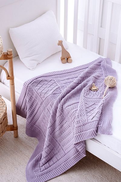 Lilabio 100% Cotton Knitwear Baby Blanket Lilac 80x90 Cm