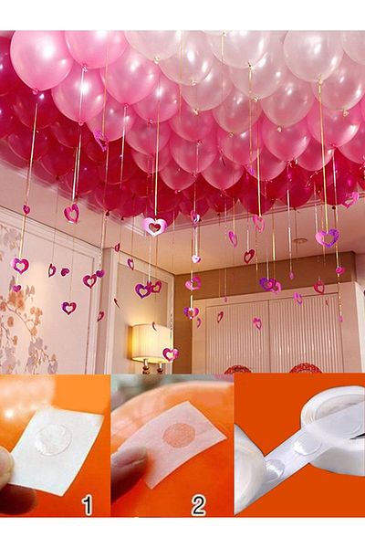 DM ONLINE Transparent Balloon Tape 100pcs Birthday Party Organization Balloon Paste Tape