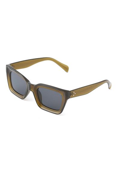 TomyHelf Square Design Light Brown Frame Black Glass Women's Sunglasses