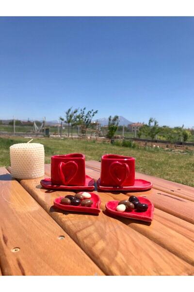 Ayşegül'ün Seramik Atölyesi Red Heart Shaped Cup