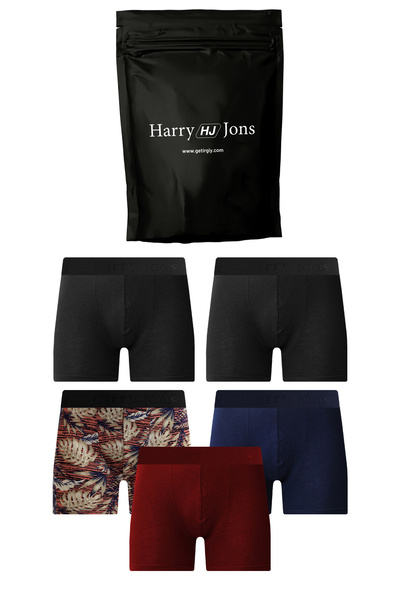 Harry Jons Boxeri pentru bărbați din bumbac colorat, cu model, din 5 bucăți, ...