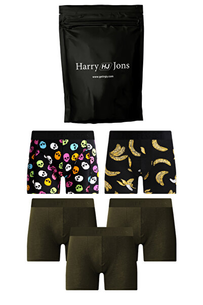 Harry Jons بوكسر رجالي مكون من 5 قطع من القطن الملون المميز