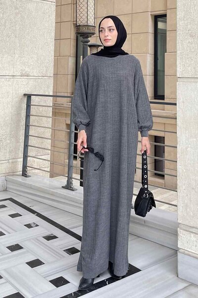 lamelif ΦΟΡΕΜΑ ΠΛΕΚΤΟ ΜΑΝΙΚΙ BAT - Navy Blue - SAHRA BUTİK