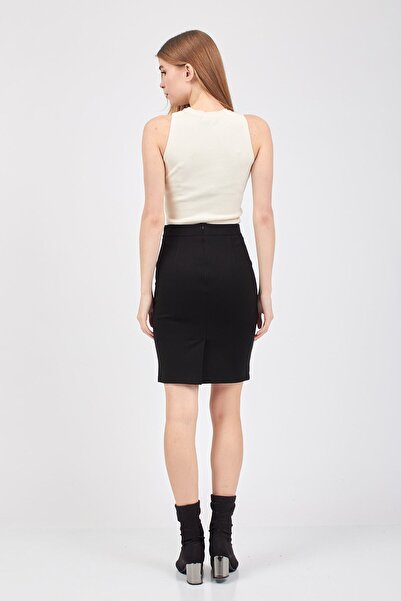 Baluxe Women's Black Slit Pencil Skirt