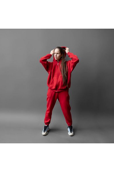 Zec Style Women's Basic Oversize Zippered Tracksuit Set