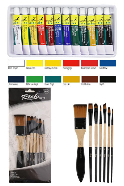 arttone Fanart 12x12 Yağlı Boya Rich Karma Zemin Fırça Set 7'li
