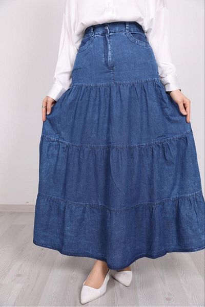 Bağaç Moda Layered Denim Skirt