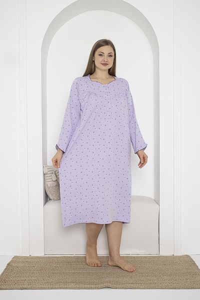 SEBOTEKS Guler cu mâneci lungi, 100% bumbac, bumbac pieptănat, cămașă de noapte pentru mamă de mărime mare 933