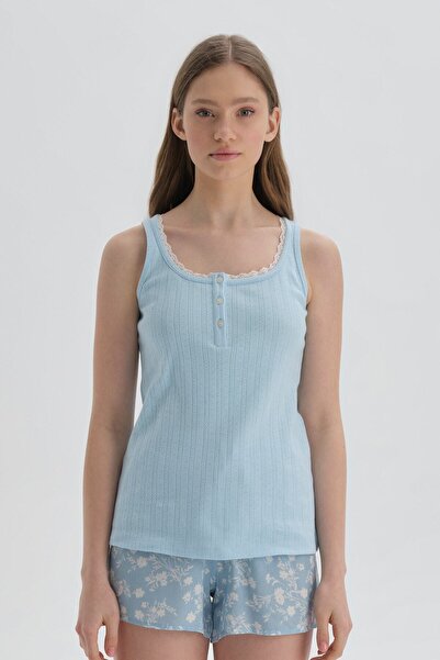 Dagi بيجامة رياضية من القطن ذات الياقة الزرقاء