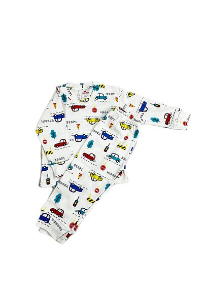 ÖZLEM BEBE 1-12 Years Old Car Patterned Cotton Pajama Set