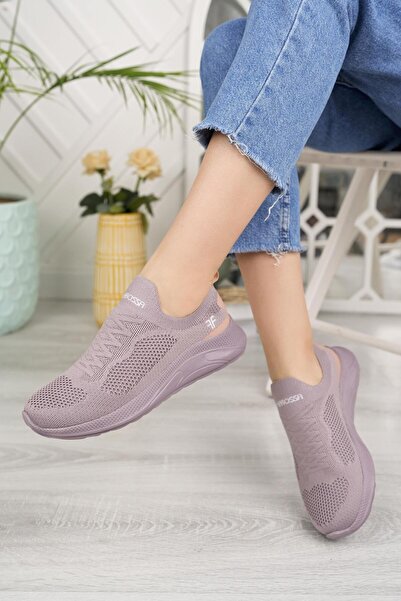 MORENİCA أرجواني - حذاء رياضي نسائي محبوك بدون رباط للموسم الجديد