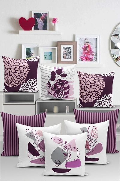 Realhomes 8-Piece Special Design Digital Printed Pillow Cushion Cover