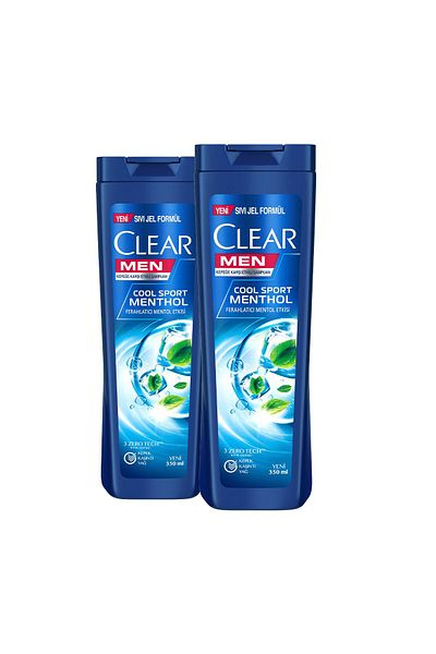 Clear Cool Sport Menthol Shampoo - Effective Against Dandruff, 350 ml x2 Pieces