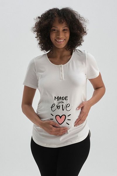 Dagi Tricou alb de maternitate din bumbac