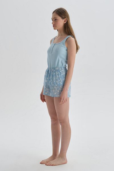 Dagi Blau gemusterte Viskose-Shorts-Pyjamahose