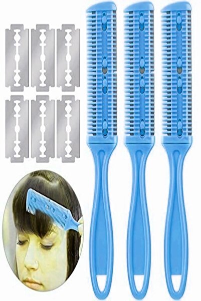 xolo 3 Adet Mavi Usturalı Jiletli Saç Tarağı İzli Saç Kesim Jilet Dahil