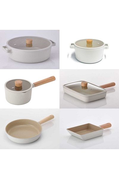 NEOFLAM Fika 10 Piece Aluminum Cast Glass Pot Pan Set with Lid